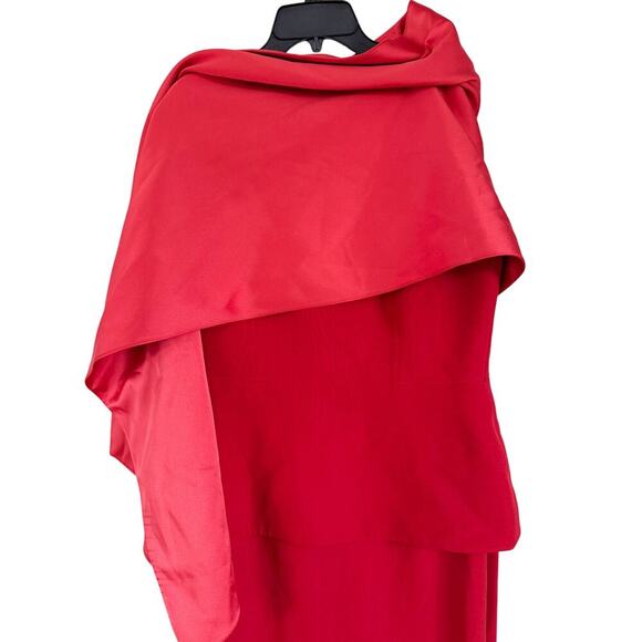 SAFIYAA EVANGELINA CAPED CREPE GOWN RED - Picture 7 of 13